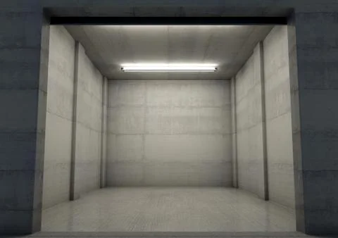 Empty Single Garage Night Stock Illustration