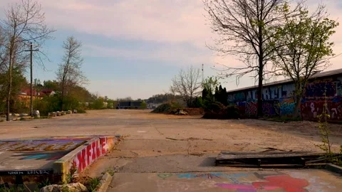 Empty skate park graffiti art. Stock Footage 153277006