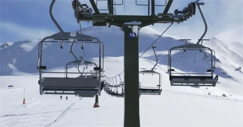 Empty Ski lift in movement Video stock 46869749
