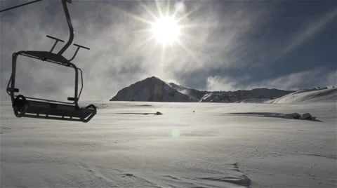 Empty Ski lift in movement with the sun Video stock 46868129
