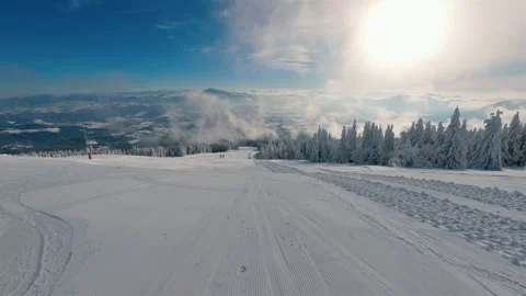 Empty ski resort closed in sunny winter season Stock Footage 261291018