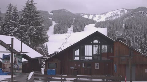 Empty Ski Resort COVID-19 Closures Oregon Cascades USA Stock Footage 153046864