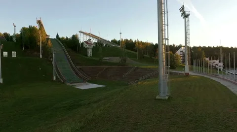 Empty ski resort in the summer time Stock Footage 68943097