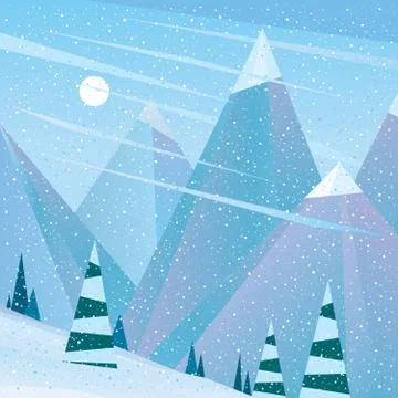 Empty ski slope at noon Stock Illustration