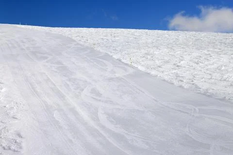 Empty ski slope at sun day Stock Photos