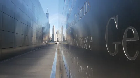 Empty Sky Memorial walls, 11 September attack. World Trade Center Twin Towers 库存影片 327706151