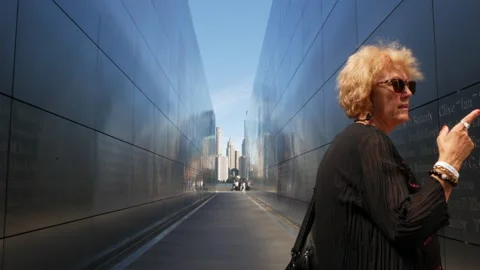 Empty Sky Memorial walls, 11 September attack. World Trade Center Twin Towers 库存影片 329504411
