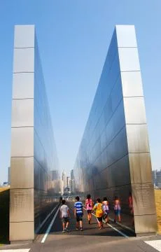 Empty Sky: September 11th Memorial in Jersey City. Stock Photos