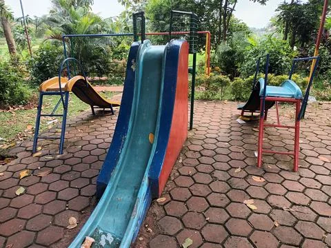 Empty Slides in a Park Stock Photos