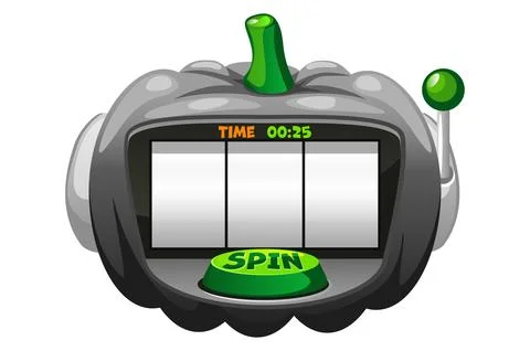 Empty Slot machine in the shape of black pumpkin for 2D games. Halloween sl.. Illustration