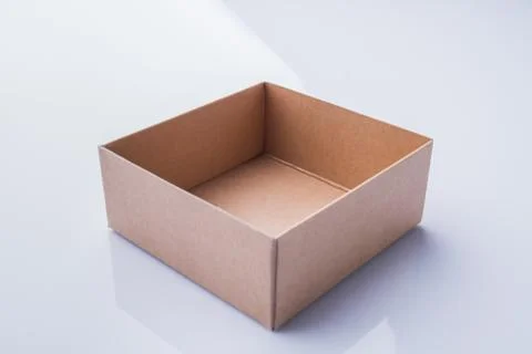 Empty small box, perspective view. Stock Photos