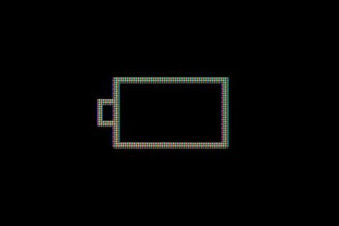 Empty smartphone battery level indicator - low level: close up macro Illustrazione stock