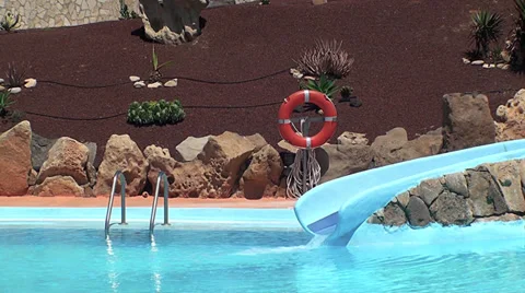 Empty smimming pool with slide Stock Footage 37042808