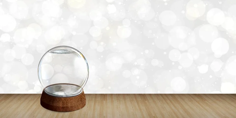 Empty Snow Ball on Wood Background Bokeh Backdrops for New Years Eve Celebrat Stock Illustration