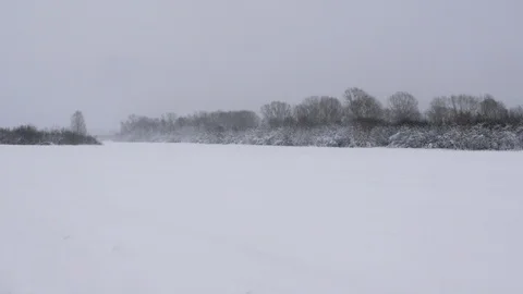 Empty snow field at winter. Stock Footage 121394805