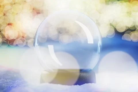 An empty snow globe, blank for your congratulations. Snow globe on the snow.. Stock Illustration