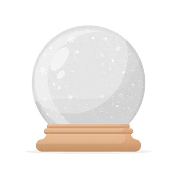 Empty snow globe on a stand isolated on white background flat illustration Stock Illustration