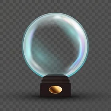 Empty Snow Globe Vector. Shadows, Reflection And Lights. Glass Sphere On A Stand Stockillustratie