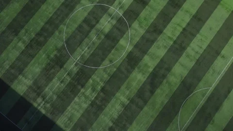 Empty soccer field with an aerial view. Sports stadium with freshly cut grass. Stock Footage 292643125