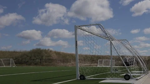 Empty Soccer Net on Windy Day Stock-Footage 102806030