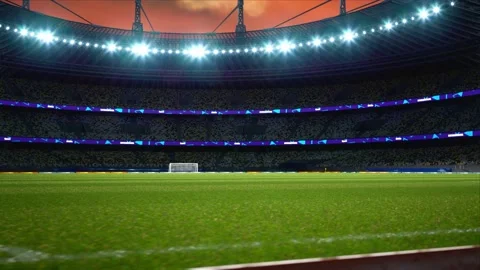 Empty soccer stadium cloudy evening . no people and ready to game High quality Stock Footage 155242995