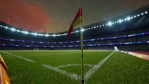 Empty soccer stadium cloudy evening . no people and ready to game High quality Stock Footage 155353609