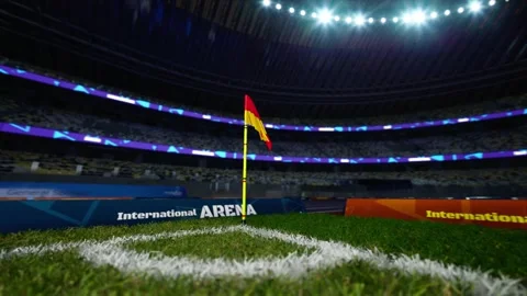 Empty soccer stadium cloudy evening . no people and ready to game High quality Stock Footage 155353635