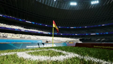 Empty soccer stadium sunny day. no people and ready to game High quality 4k Stock Footage 154892653