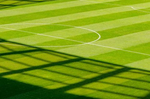 Empty soccer's field at the stadium during quarantine Stock Photos
