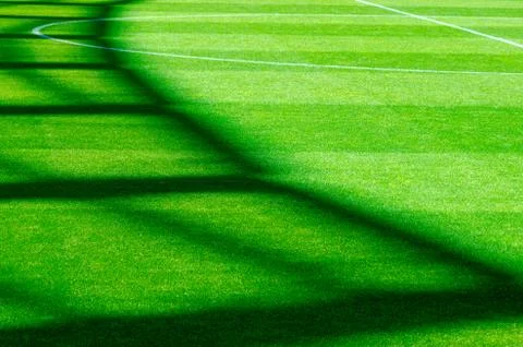 Empty soccer's field at the stadium during quarantine Stock Photos