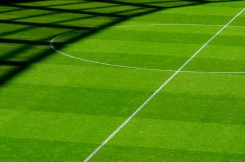 Empty soccer's field at the stadium during quarantine Stock Photos