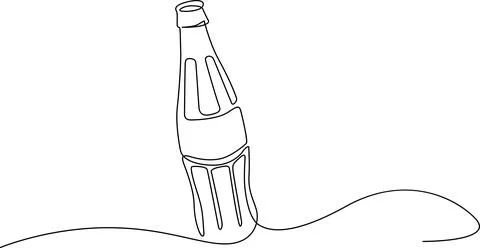 Empty soda bottle with fork on wavy line illustration Vector Illustrazione stock