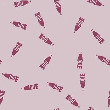 Empty soda plastic bottle glyph vector seamless pattern Stock Illustration