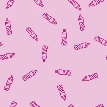 Empty soda plastic bottle line seamless pattern Stock Illustration