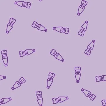 Empty soda plastic bottle line vector seamless pattern Stock Illustration