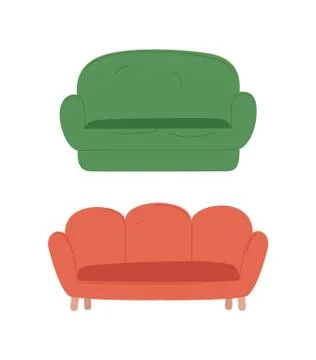 Empty Soft Place, Color Sofa, Isolated Sit Vector Stock Illustration