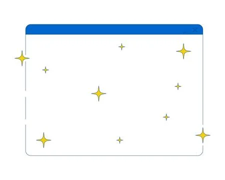 Empty software interface with sparkles 2D cartoon object Illustrazione stock