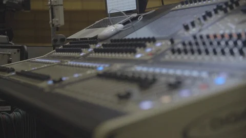 Empty sound desk ready for an event Stock Footage 98766457