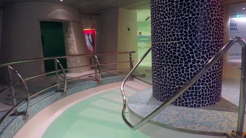 Empty Spa Pool Changing Colours Stock Footage