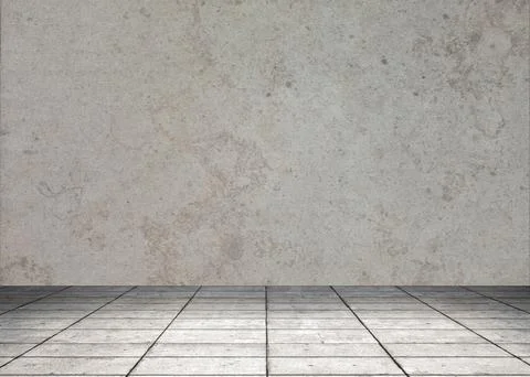Empty space is being shown in flat design, featuring gray concrete floor tiles, Stock Photos