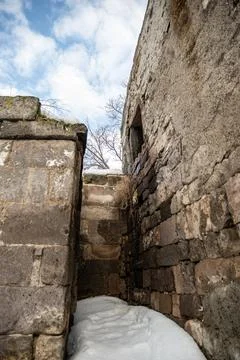 Empty Space Between Old Ruined Houses Stock Photos