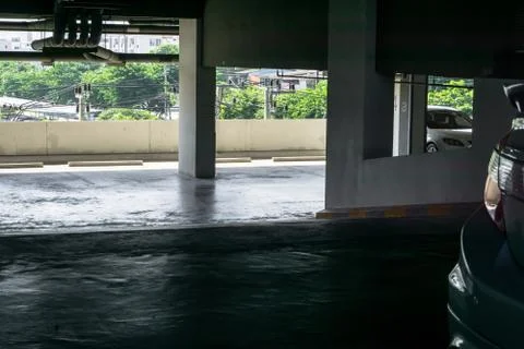 Empty space car park interior at the office., Interior of parking garage with Stock Photos
