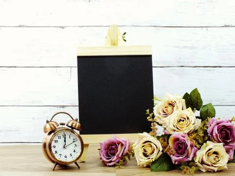 Empty space for copy black board on white brick wall texture background Stock Photos