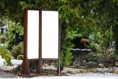 Empty space for copy white board on green texture background. Stock Photos