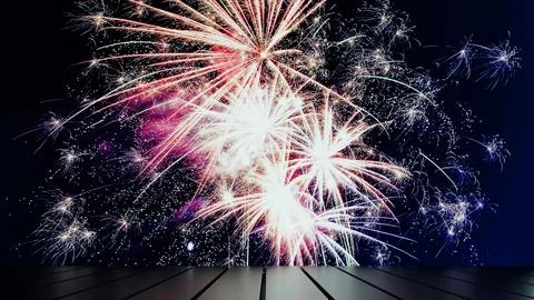 Empty space for product showcase in 3d rendering background, firework backd.. Stock Illustration