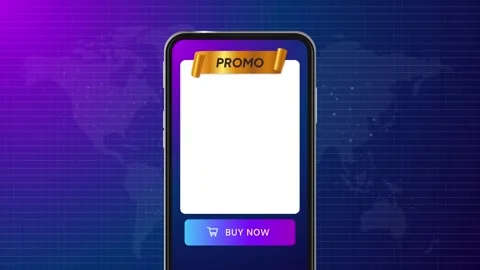 Empty space screen mobile phone screen with promo text and buy now button Stock Footage 309147122