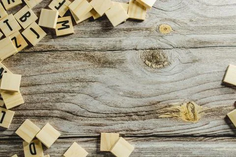 Empty space on a wooden background Word Written In Wooden Cube on wood backgr Stock Photos