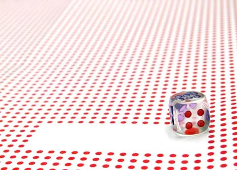 Empty space for write and gambling dice on red dotted background Stock Photos