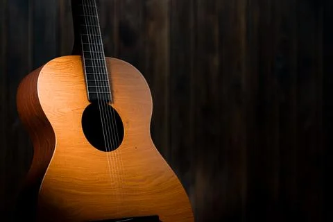 Empty space for your design, poster, announcement. Classic acoustic guitar Illustrazione stock