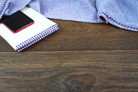 Empty space on your desktop mobile phone gadget Old natural wooden shabby bac Stock Photos